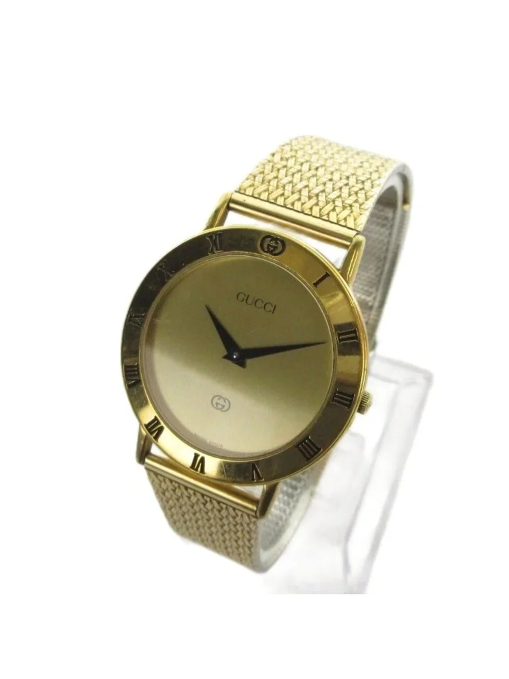 Gucci M Watch Quartz Logo Roman Gold - Picture 2 of 6
